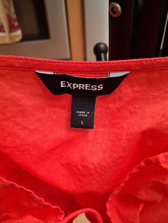 Express Red Ruffle Spaghetti-Strap Camisole Top - Picture 2 of 9